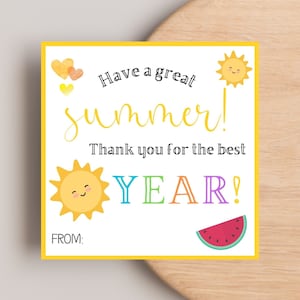 Last Day Of School Tag, Beach Towel Gift Tag, Happy Summer Gift Tag, End Of School, End Of Year Tag, Teacher Appreciation, Beach Tote