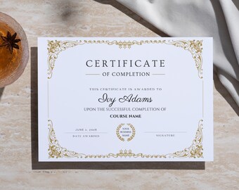 Certificate of Completion Template, Editable Beauty Award, Printable Course Certificate, Canva Template, Digital