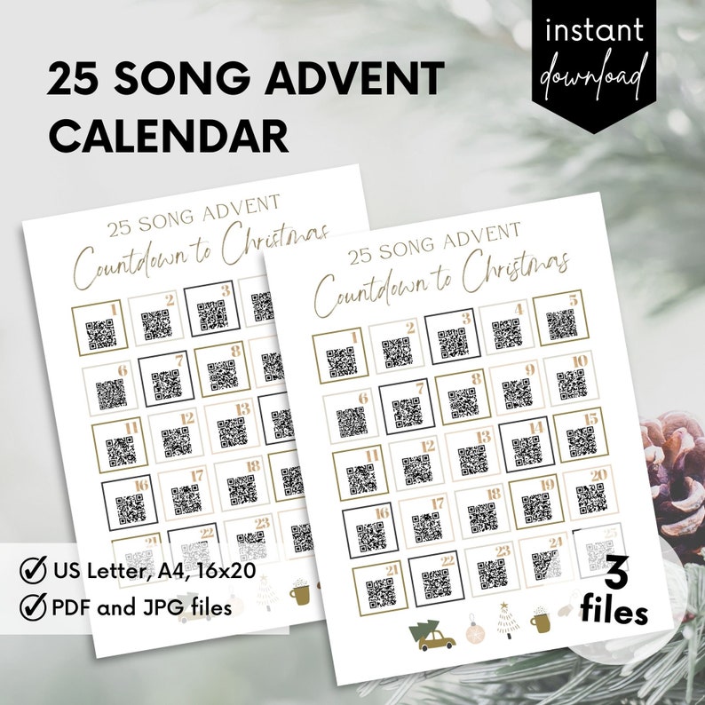 Advent Calendar Playlist, Christmas Countdown Calendar, Fun Advent, DIY Advent, Advent Calendar for Adults, Spotify Code, Advent Activity image 2