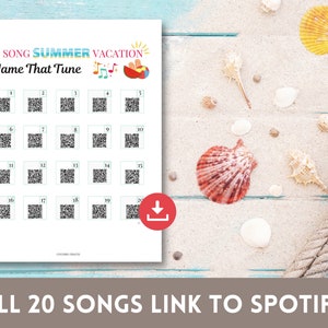 Zomernaam die Tune Game, naam die Tune afdrukbaar, zomeractiviteit afdrukbaar, Spotify Code, zomerspelactiviteit, A4, 8.5x11 afbeelding 2
