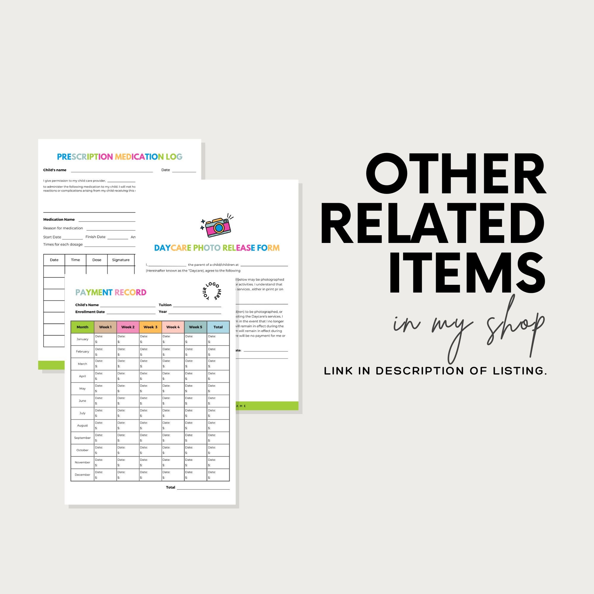 Daycare Emergency Card, Inhome Daycare Paperwork, Childcare Forms ...