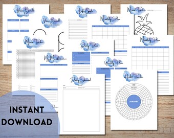 Vision Board Template Printable, Vision Board Kit, Law of Attraction, Manifestation Kit, 2023 Vision Board, Mental Health Planner PDF