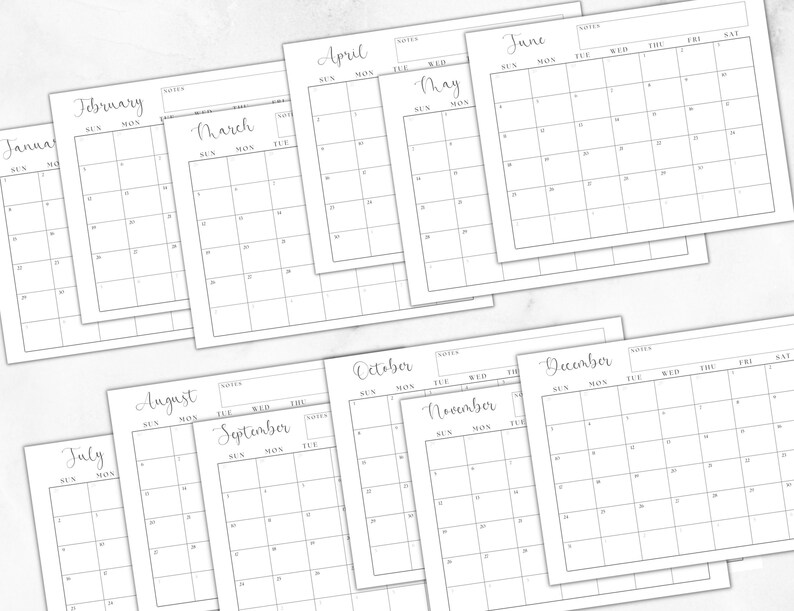 Blank Calendar Template Printable Monthly Calendar - Etsy