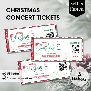 Weihnachtskonzertkarte, benutzerdefiniertes Konzert, Sofortiger Download, Konzertticket Souvenir, Musikshowticket Weihnachtsgeschenk