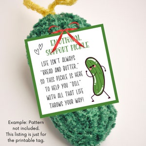 Printable Cards, Emotional Support Pickle Printable Tag, Gifts Tag ...