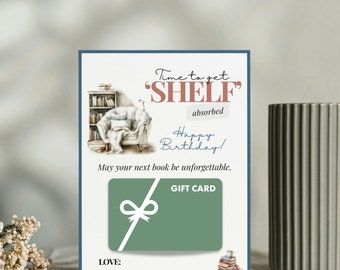 Birthday Card for Bookworms, Book Lovers Card, Literary Gifts, Gift Card Holder, Reader's Card