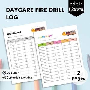 Fire Drill Log, Fire Drill Practice, Fire Alarm Log, Daycare Fire Drill