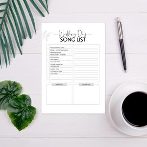 Printable Wedding Song List, Wedding Playlist, Wedding Planner Playlist, Wedding Music List, DJ Song List, Wedding DJ Questionnaire