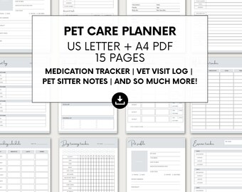 Dog Planner, Pet Information, Vet Appointments Log, Puppy Vaccination Record, Dog Medicine Tracker, Pet Care Log, Puppy Planner