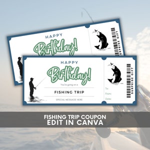 Coupon battuta di pesca, buono regalo battuta di pesca certificato stampabile, vacanza battuta di pesca, carta regalo di pesca, gita di un giorno con esperienza