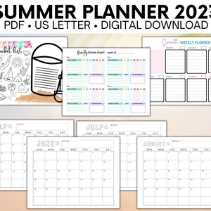 Summer Planner Bundle, Summer Calendar for Kids, May 21-aug 19, Summer ...