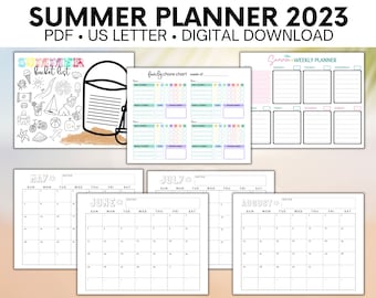 Sommer Planer Bundle, Sommer Kalender für Kinder, 21 Mai-19 August, Sommer Aktivitäten Kalender, Kinder Kalender, Sommer Kalender, Sofort Download