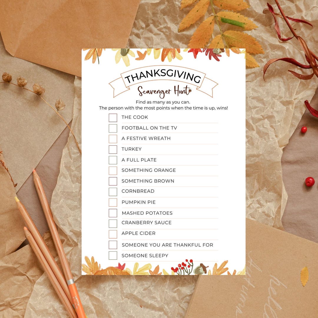 Thanksgiving Scavenger Hunt Printable Fun Family Activity Instant ...
