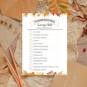 Thanksgiving Scavenger Hunt Printable Fun Family Activity Instant Download Kids Game