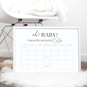 Baby Due Date Calendar Game, Guess Baby&#39;s Due Date Calendar, Editable Baby Prediction, Baby Shower Game, Guess Baby Birth Date