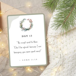 Adventskalender, Schriftkarten, Weihnachts-Countdown, Weihnachtsbibelvers, Kinder-Adventskarten, Krippenadvent