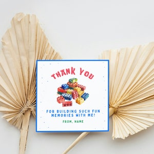 Bausteine Party Favor Tag, Kinderblock Favor Tag, Bausteine Geburtstagsfeier, Bausteine Party Tags bearbeitbar, Dankeschön Tag