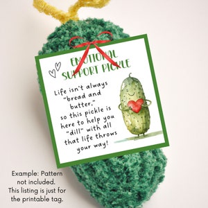 Printable Cards, Emotional Support Pickle Printable Tag, Gifts Tag ...