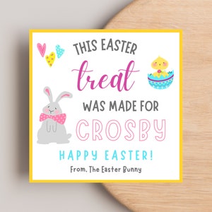 Ostern Geschenkanhänger, Ostern Korb Name Charme, personalisierte Bunny Ostern Korb Tag, Ostern Namensschilder, moderne Ostern Tag, Bunny Namensschild