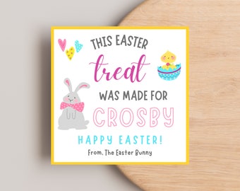 Easter Gift Tags, Easter Basket Name Charm, Personalized Bunny Easter Basket Tag, Easter Name Tags, Modern Easter Tag, Bunny Name Tag