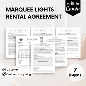 Cartas iluminadas, Acuerdo editable, Cartas 3D, Decoración de bodas y eventos, Acuerdo de alquiler de eventos, Formulario de contrato de alquiler de lugares