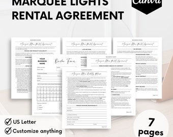 Light Up Letters, Editable Agreement, 3D Letters, Wedding And Event Decor, Event Rental Agreement, Venue Rental Contract Form