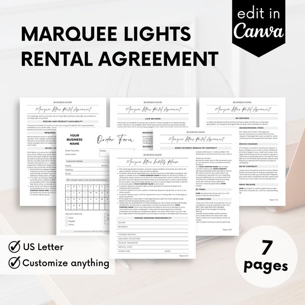 Light Up Letters, Editable Agreement, 3D Letters, Wedding And Event Decor, Event Rental Agreement, Venue Rental Contract Form