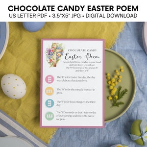 Etichetta della storia di Pasqua, Mix di snack della storia di Pasqua stampabile, dolcetti pasquali, poesia di Pasqua, regalo di Pasqua, idee per riempire il cestino di Pasqua, etichetta di Pasqua