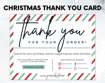 Christmas Small Business Thank You Card Template, Holiday Printable Thanks For Your Business, Customer Thank You