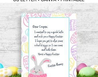 Letter From The Easter Bunny, Easter Printable Stationery, Easter Basket Letter, Digital Download, Editable Easter Bunny Letter For Kids