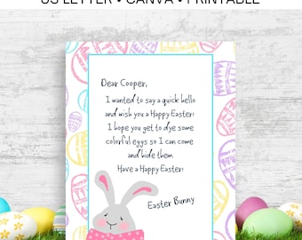 Letter From The Easter Bunny, Easter Printable Stationery, Easter Basket Letter, Digital Download, Editable Easter Bunny Letter For Kids