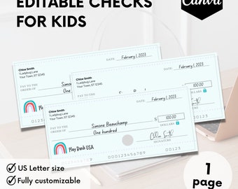 Editable Check, Pretend Money, Learning Money, Kids Pretend Play Printable, Instant Download, Printable Mom Money, Reward Bucks, Play Money