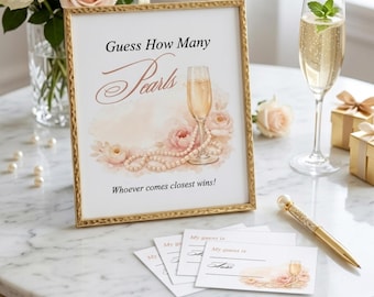Guess How Many Pearls Game, Bridal Shower Guessing Game, Digital Download, Fun Printable Activity for Guests, Birthday Party