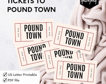 Billete de ida a Pound Town. Regalo divertido y mordaz para él. Idea de regalo única y perfecta para San Valentín. Descarga instantánea