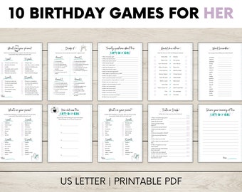Birthday Games For Her, Birthday Party Games, Favorite Memory, Printable Birthday Games, Birthday Games Bundle, Would She Rather