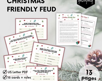 Christmas Trivia, Holiday Trivia Games, Printable Christmas Group Game, Printable Christmas Feud Game, Friendly Feud