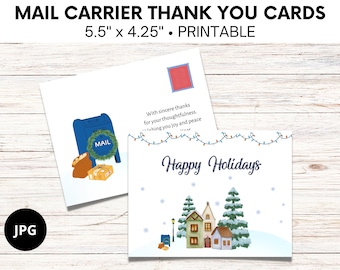 Mail Carrier Thank You Cards, Mailman Thank You Card Printable, Letter Carrier Thank You Cards, Holiday Postal Postcards, Season's Greetings