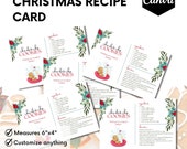 Editable Christmas Recipe Card, Simple Recipe Card, Holiday Recipe Printable, Personalized Recipe Card, Editable Recipe Card Template