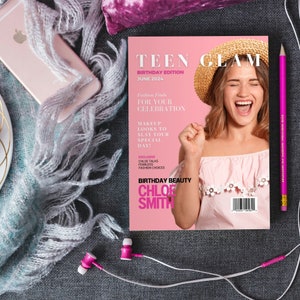 Verjaardag tijdschriftcanvasjabloon, verjaardag tijdschriftomslag, aangepaste tijdschriftsjabloon, digitaal tijdschriftsjabloon, Canva Magazine