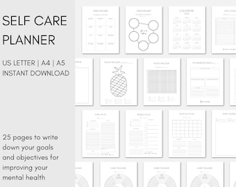 Self Care Checklist, Anxiety Journal, Mental Health, Self-Care Planner Printable, Mindfulness Journal, Daily Planner, Personal Growth
