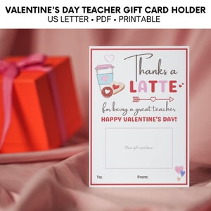 Sofortiger Download, Valentinstag, Danke A Latte, Valentinstag Geschenk für Lehrer, Dankeschön, Geschenkideen für Mitarbeiter, Starbucks