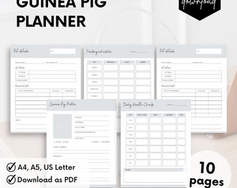 Guinea Pig Planner Printable, Guinea Pig Care Binder, Guinea Pig Journal, Guinea Pig Planner, Guinea Pig Gift