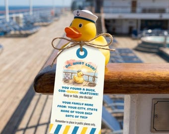 Cruise Duck Tags Printable, Editable Rubber Duck Game Labels, Fun Family Activity, Instant Download PDF