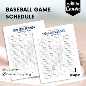 Editable Baseball Game Schedule Printable, Baseball Mom, Printable Baseball, Summer Ball Schedule, Field Position
