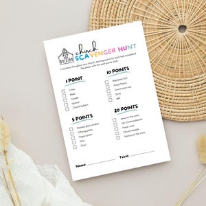 Church Scavenger Hunt For Kids, Church Treasure Hunt For Kids, Church Game, Youth Group Game, Fun Church Activity
