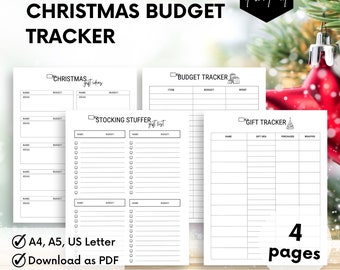 Planificateur de Noël, budget de Noël, suivi des cadeaux, suivi des économies de Noël, planificateur de budget, suivi des cadeaux de vacances