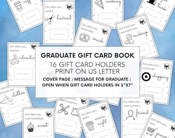 College Graduate Gift Card Book, Graduation Gift Card Holder Set, Printable Gift Card Book For College Care Package, Gift Card Photo Album