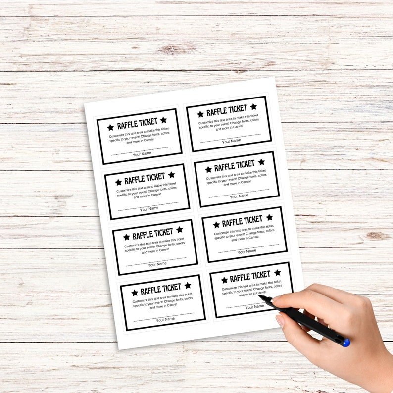 Full Color Raffle Tickets Instant Download, Printable Raffle Ticket, Custom, Diy Ticket, Enter to ...