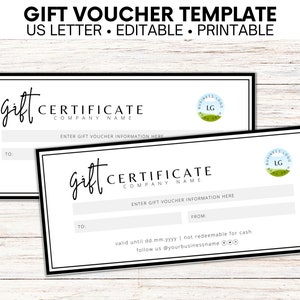 Gift Certificate Template, Spa Voucher, Printable Gift Card, Editable Gift Certificate, Editable Gift Card Template, Add Logo