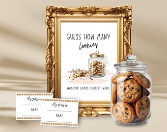 Guess How Many Cookies Baby Shower Game, Cute Printable Sign, Fun Activity for Baby Showers, Instant Download